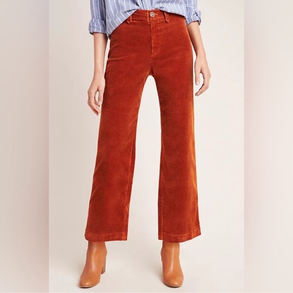 PAIGE Nellie Burnt Orange Rust Corduroy Trousers size 29 - Picture 1 of 12